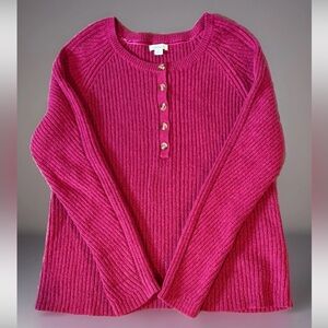 Sundance Catalog Birdie Henley Ribbed Sweater Cotton Silk Blend Size XL